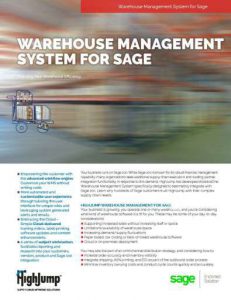 WMS Warehouse Management System for Sage