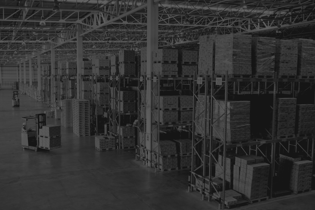 forklift in the large modern warehouse