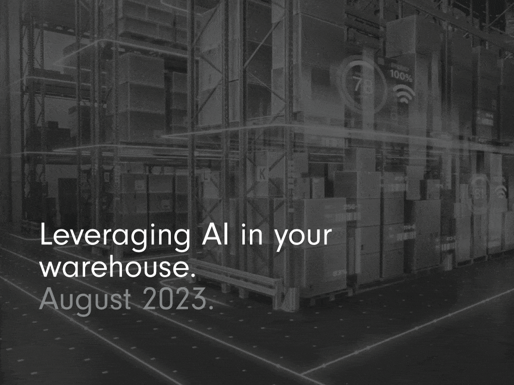 Leveraging AI in your warehouse title- over Futuristic Technology Retail Warehouse
