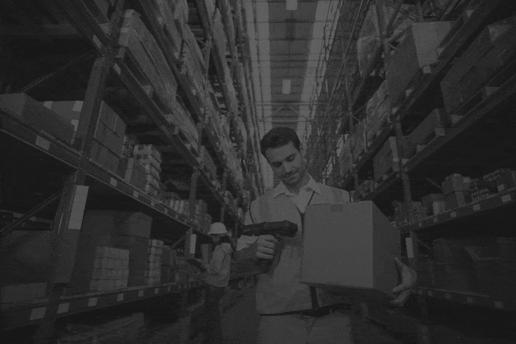 Worker-scanning-a-box-in-warehouse