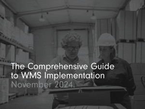 Title page for the blog post 'The Comprehensive Guide to WMS Implementation' - November 2024, with black and white imagery.