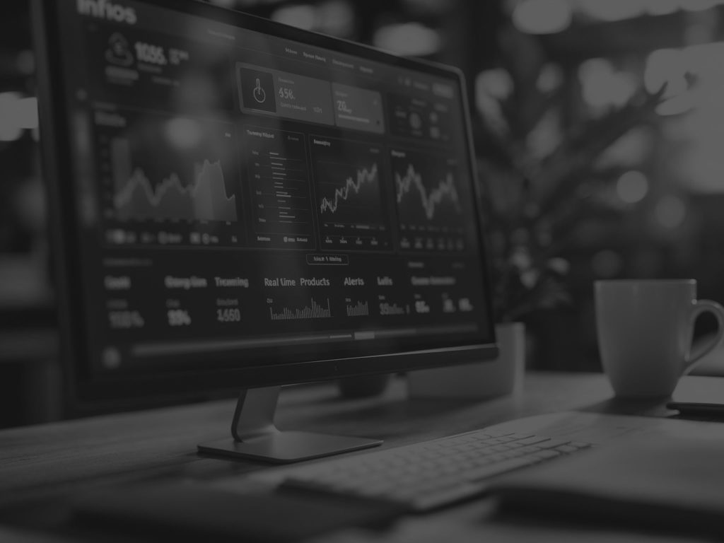 visual of warehouse metrics on a computer black and white