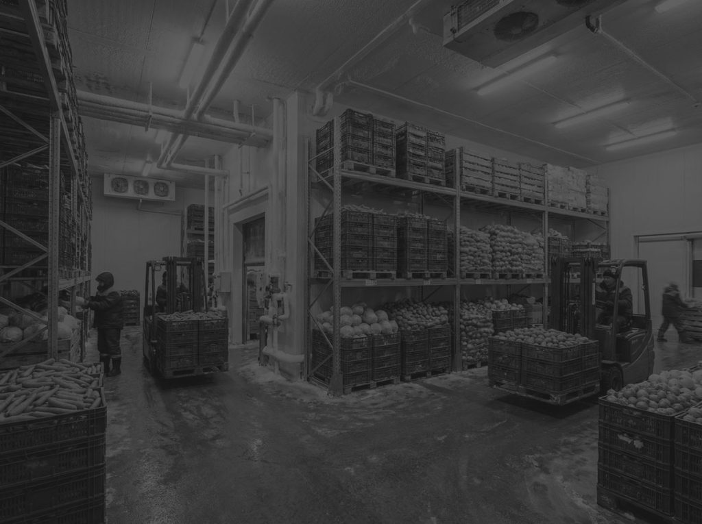 cold storage food warehouse black and white