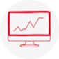 Drawing of Computer monitor showing graph